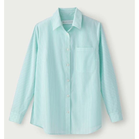 Ellie Mae Marvin Button Down Shirt Size S Beachy Micro-striped in Seafoam Green - Picture 5 of 12